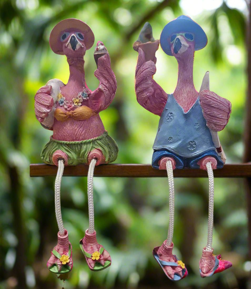 2 Asst Flamingo Couple Sitter