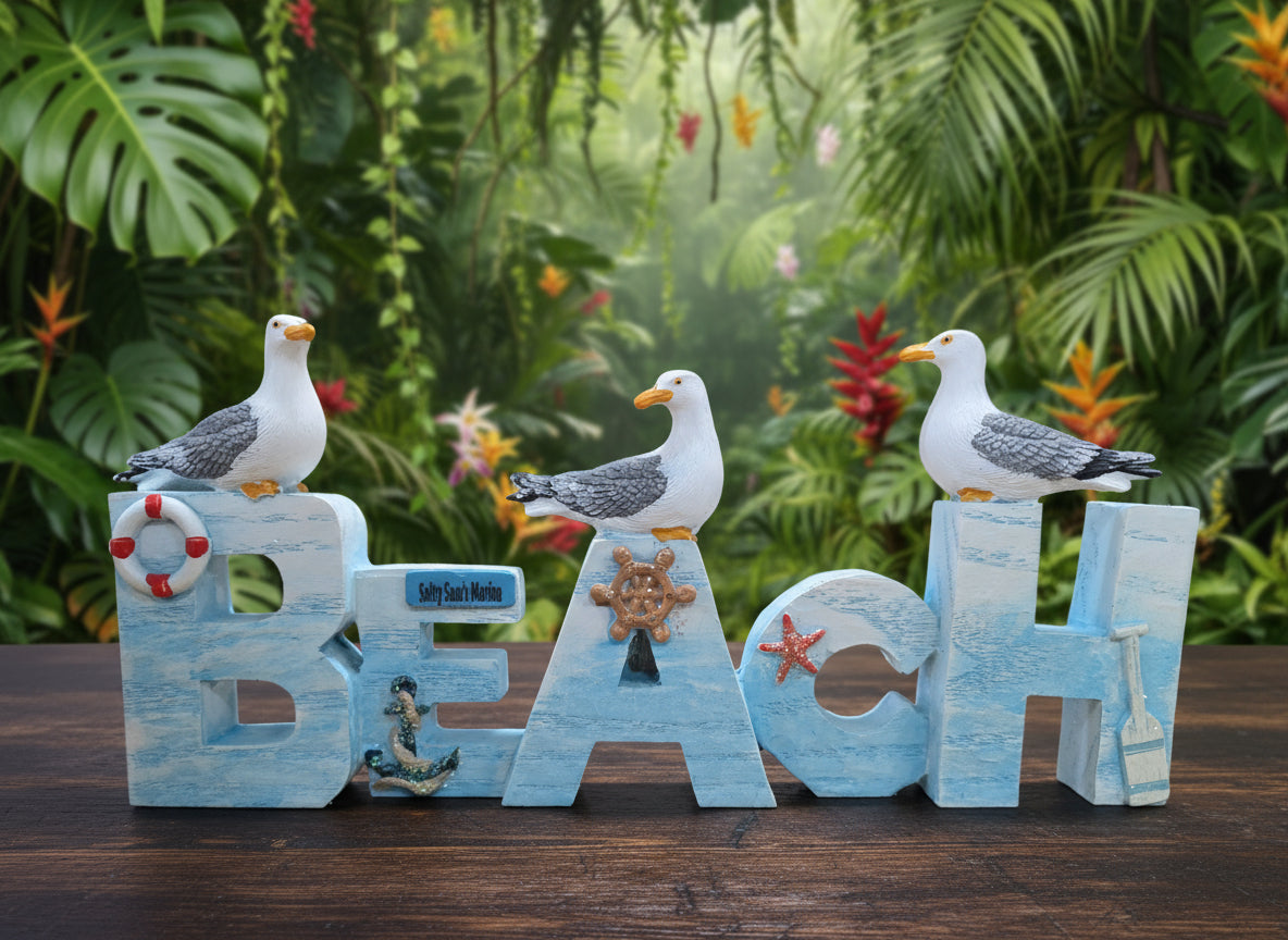 BEACH-LT BLUE-SEAGULLS