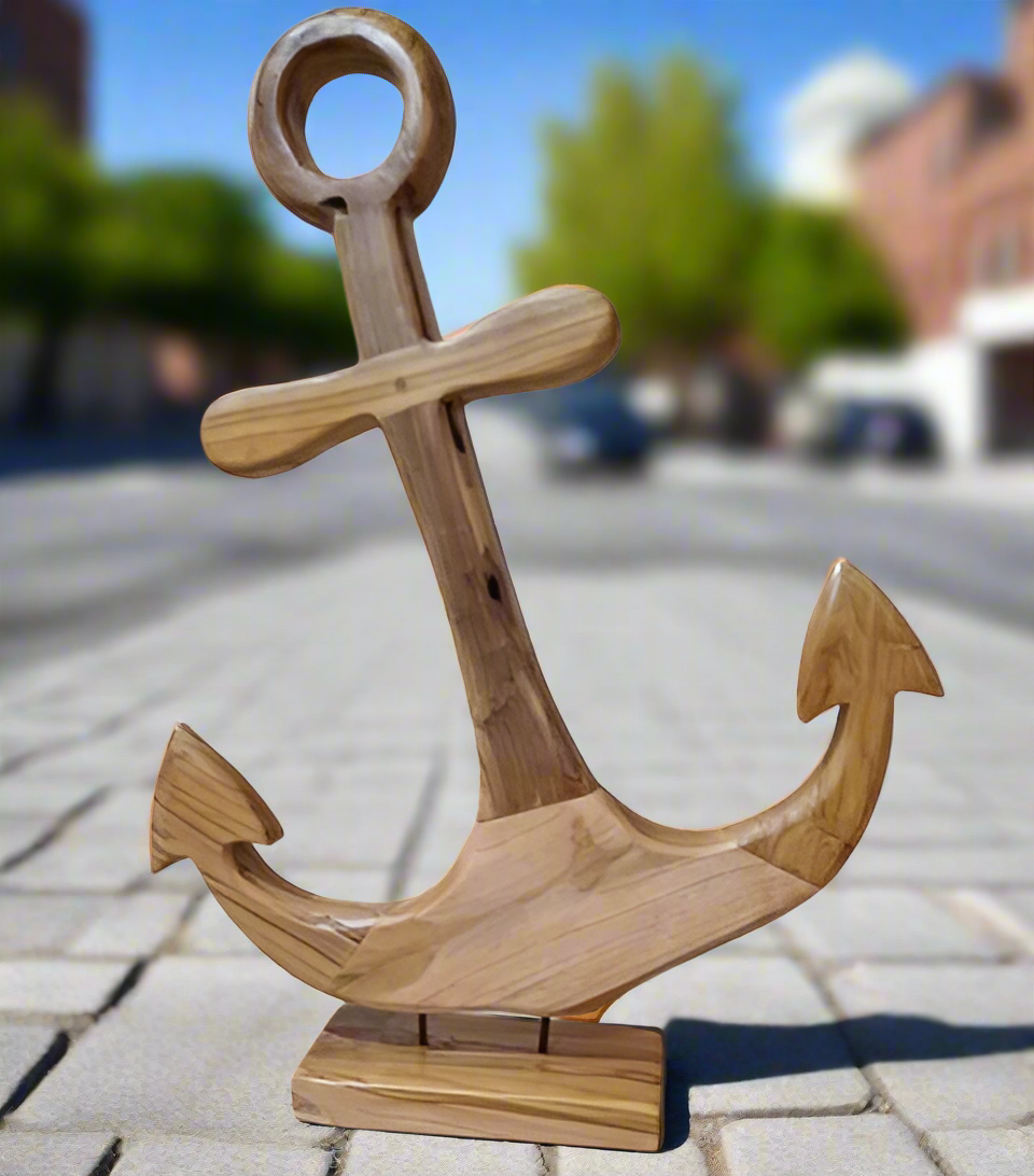 34in Teak Anchor on Base
