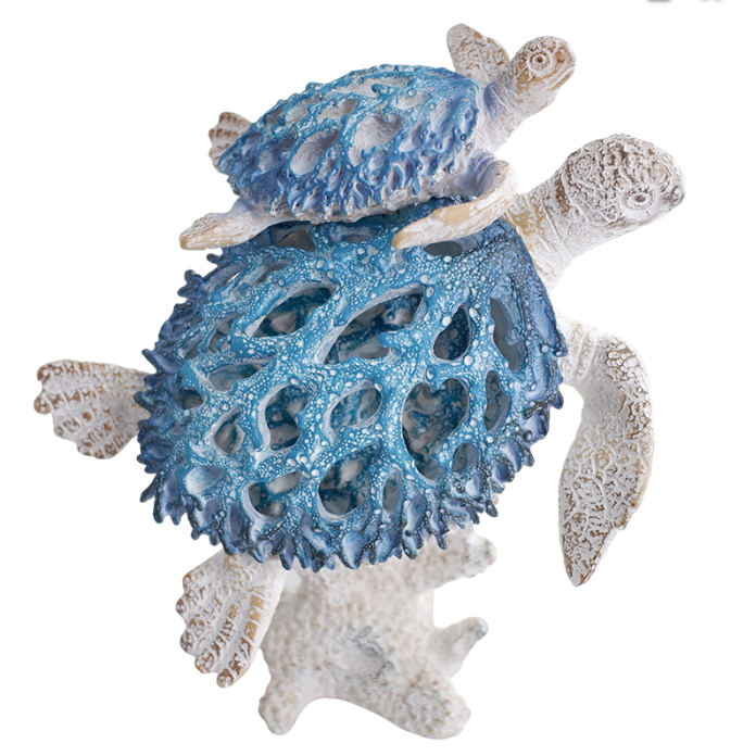 8" Mom and Baby Turtle on Coral
