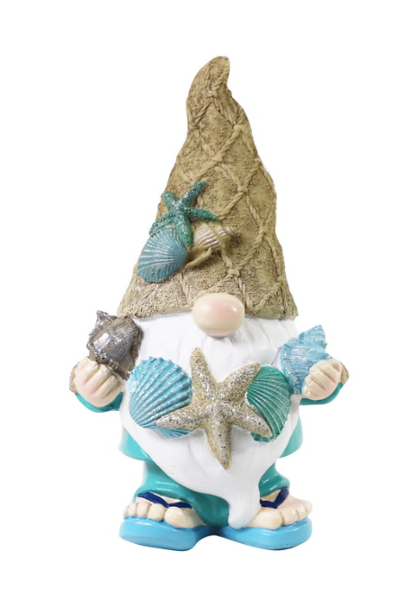 9-3/4" GNOME WITH STARFISH AND SHELLS