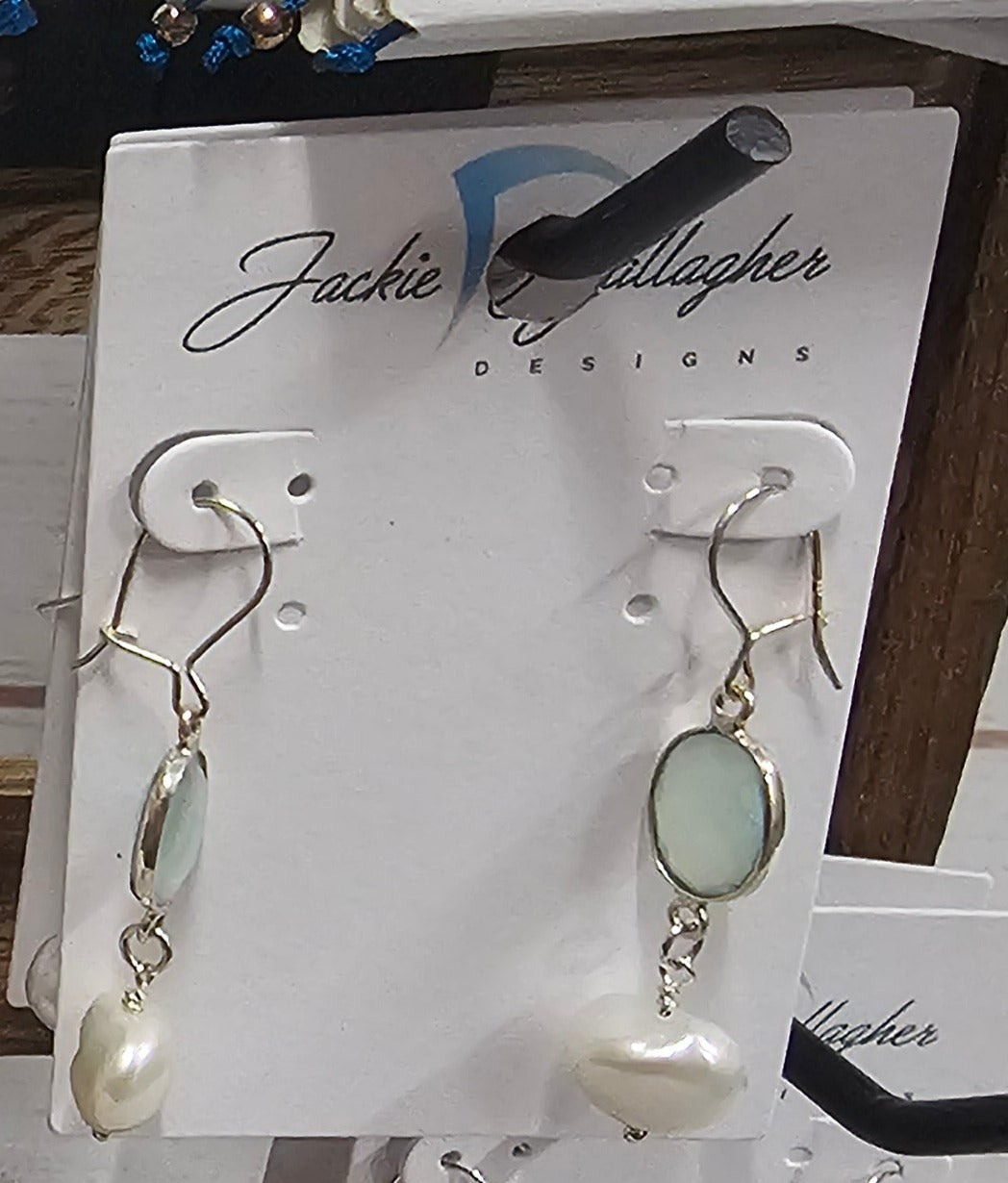 Chalcedony & Pearl Earrings