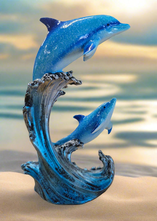 Blue 2Dolphins On Wave Fig