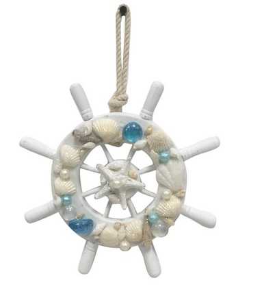 SEAGLASS SHIPWHEEL ORN