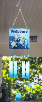 Square Welcome Sea Turtle Windchime