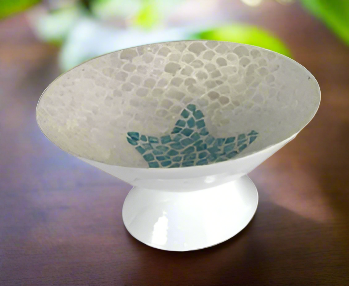 CAPIZ PEDASTAL STARFISH BOWL