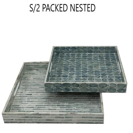 S/2 SQ CAPIZ TRAYS