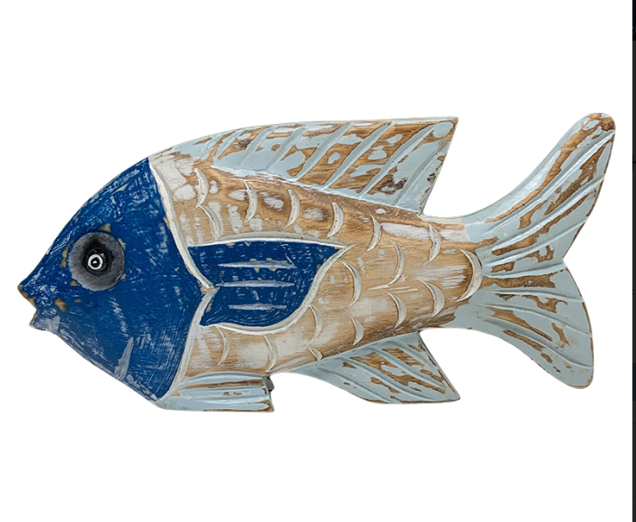 12" LightBlue Carved Fish