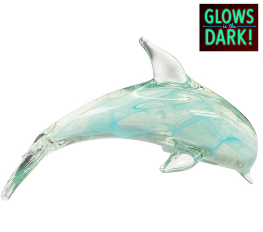 6-3/4" GLASS DOLPHIN GLOW IN THE DARK