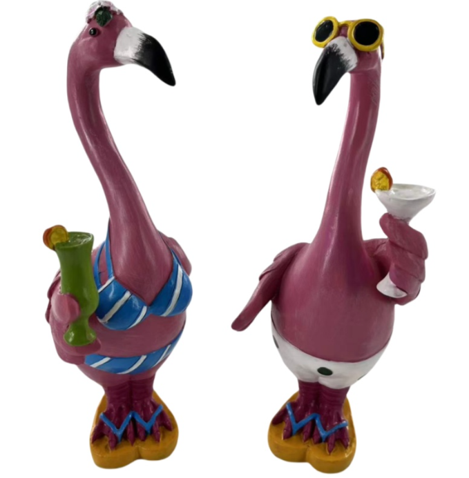 8-1/4" FLAMINGO WITH COCKTAIL 2-ASST