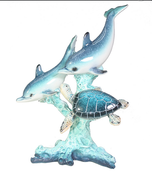 10-1/2" DOLPHINS AND TURTLE SWIMMING