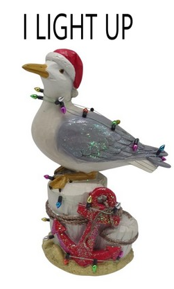 8IN RSN HOLIDAY SEAGULL W/ANCHOR
