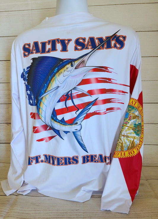 USA Swordfish Dry-fit With Florida Flag  - Salty Sam's Marina